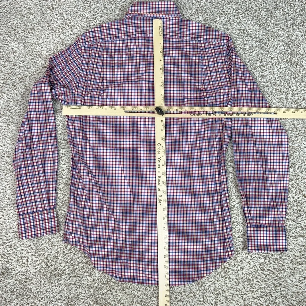 Polo Ralph Lauren Mens Shirt Small Red Blue Plaid Button Cotton Classic Fit Pony
